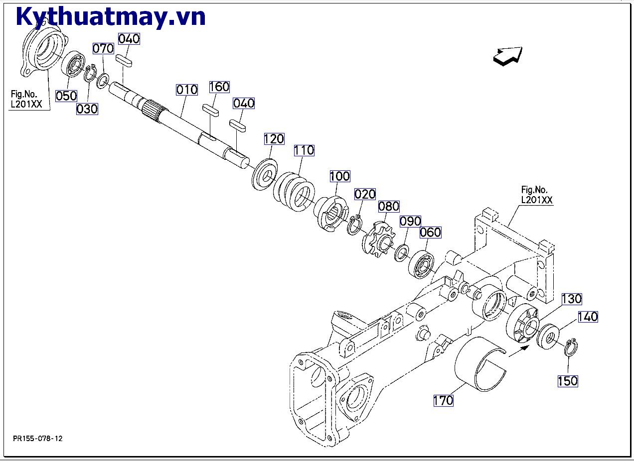 cụm tay cấy ( trục truyền động giưa)